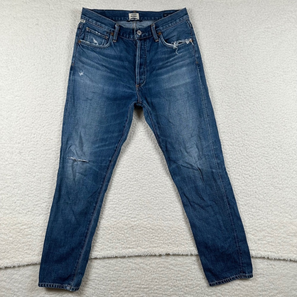 Citizens of Humanity Liya Jeans Womens High Rise Distressed Crop 27 Blue Denim